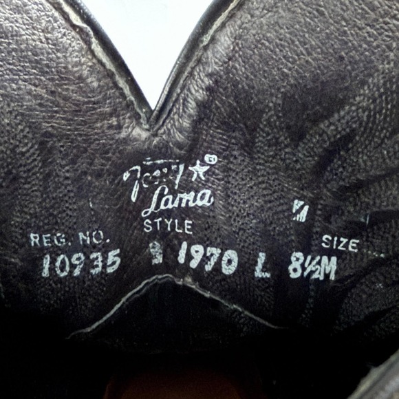 Tony Lama 1970 Men\'s Black Leather Cowboy Western Boots Pointed Toe Size 8-8.5 M main image 6